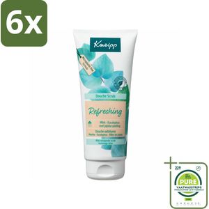Kneipp - Douche scrub - Refreshing - Mint & Eucalyptus - 200 ml - Voordeelverpakking - 6 stuks - Douche scrub - Verfrissende douche