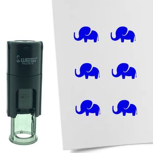 CombiCraft Stempel Olifant 10mm rond - blauwe inkt