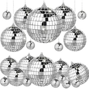 12 stuks kleine zilveren spiegelballen - mini-discoballen voor feest, kerstdecoraties, boomballen