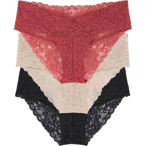 Dorina Dames slip 3-pack Kant - Lana - Kanten dames onderbroeken - microfiber ondergoed - XXL
