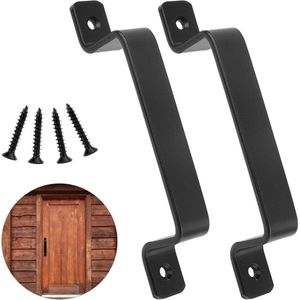 Allecto plus - Set van 2 schuifdeurgrepen voor houten poort - Zwarte handgrepen met schroeven