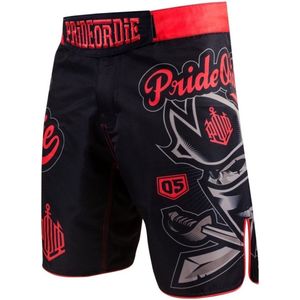 PRIDEorDIE Fightshorts No Rules Zwart Rood - XL - Jeans Maat 36