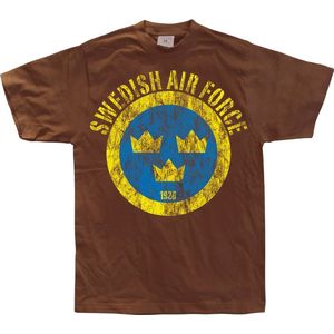 Hybris Swedish Airforce Distressed T-Shirt SH-1-15061-H3-11 Brown-S