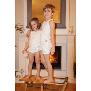 Onderhemd en Boxershort voor jongens - Biologisch katoen - beige met zeeprint - 8-10 jaar