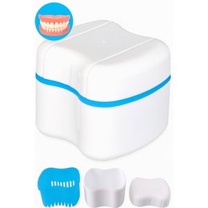 Kunstgebit Bakje & Gebitsbakje met Lekbakje | Doosje voor Kunstgebit & Prothese |Beugelbakje | Prothese Doosje