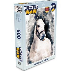 Puzzel Paard - Wit - Krant - Meisjes - Kinderen - Meiden - Legpuzzel - Puzzel 500 stukjes
