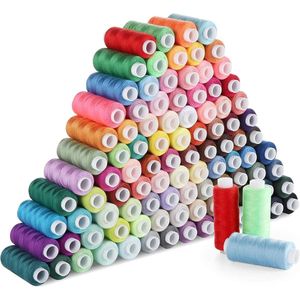 Famanu Naaigaren Set, Naaidraadset 100 Verschillende Kleuren,250 yd Elke Spoel Polyester Schroefdraadset met 10 Naainaalden,2 Naalden,Garenschaar,Stripper en Parelnaald voor Hand of Machine Naaien