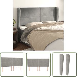 The Living Store Hoofdbord met randen 203x23x118/128 cm fluweel lichtgrijs - Hoofd Bord - Hoofdkussen - Beddecoratie - Fluweel - Grijs