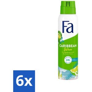 Fa - Caribbean Wave - Deodorant Spray - Lemon - 150 ml - Voordeelverpakking - 6 stuks