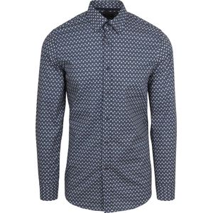Suitable Overhemd Print Donkerblauw (navy) - Maat XXL - Heren - Casual Shirt