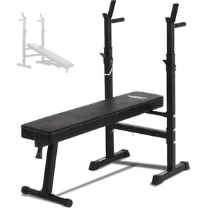Halterbank met rek - inklapbaar en verstelbaar - halterstanghouder - dip-station - plat. HTML-content nodig fitnessbank