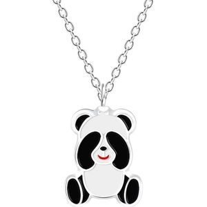 Joy|S - Zilveren panda hanger met ketting - 36 cm + 5 cm