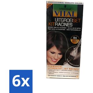 Schwarzkopf Vital - Haarverf - Uitgroeiset - R4 Donkerbruin - 60 ml - Voordeelverpakking - 6 stuks