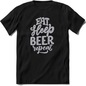 Eat sleep beer repeat | Feest kado T-Shirt heren - dames | Ijsblauw | Perfect drank cadeau shirt |Grappige bier spreuken - zinnen - teksten