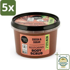 5 x Organic Shop - Body Scrub Cocoa - Rijke Hydratatie - 250 ml - Grootverpakking - Bodyscrub - Cacaoscrub - Exfoliatie - Huidverzorging - Natuurlijke Scrub