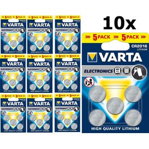 50 Stuks (10 Blisters a 5St) - Varta CR2016 Professional Electronics 3V 90mAh Lithium knoopcel