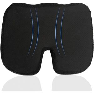 Orthopedisch stuitbeenkussen van traagschuim voor bureaustoel en autostoel, 45 x 35 x 7 cm (zwart A)