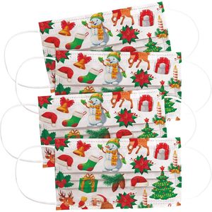 Mondmaskers voor Kinderen - 4 Stuks, 3-Laags Gezichtsmasker voor Kerstmis