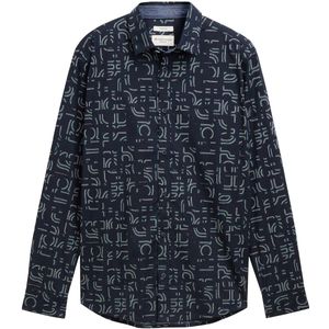 TOM TAILOR - Overhemd - Marine - Regular Fit - Lange Mouw