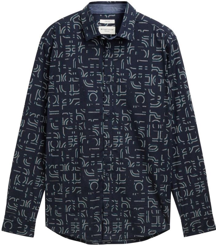 TOM TAILOR - Overhemd - Marine - Regular Fit - Lange Mouw