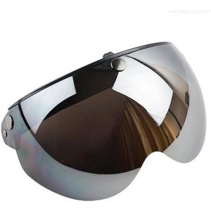 Zeynomax - Universeel 3-snap retro helmvizier, winddicht en zonwerend voor motorhelmen met half gezicht - Ideaal voor motorfietsen - Verstelbaar windscherm
