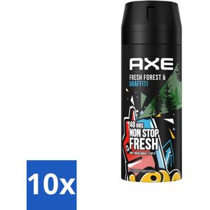 Axe - Deodorant Bodyspray - 48hrs Fresh - Fresh Forest & Graffiti - 150 ml - Bulkverpakking - 10 stuks