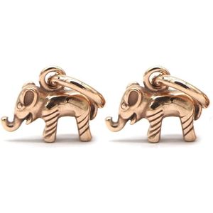 Dielay - Oorbellen met Olifant - RVS Oorringen - Ø Ring 10 mm - Hanger 17 mm - Roségoudkleurig