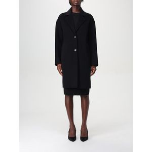 Overcoat Classic Notch Collar Long Sleeves Wo - Black Coats