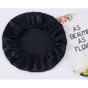Linnen & Silk Zijden Slaapmuts OEKO-TEX Standard 100 19 Momme 100% 6A Pure Silk ""Care Your Hair"" Silk Bonnet - Satin Zwart