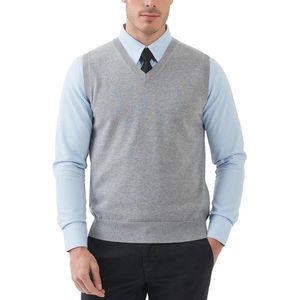 Heren Katoenen Mouwloze Truien V-hals Gebreide Gilets - Relaxed Fit Pullover