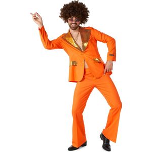 Suitmeister Disco Kostuum - Mannen Carnavals Pak - Oranje - Saturday Night Fever - Maat XXL