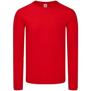 Fruit of the Loom Heren Iconische 150 T-Shirt met lange mouwen (Rood)