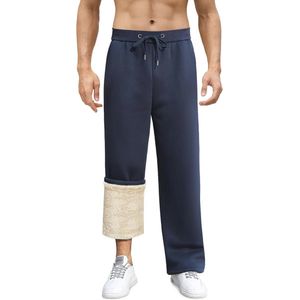 Warme Joggingbroek voor Heren van Katoen met Fleecevoering - Comfortabele Trainingsbroek met Elastische Taille en Rechte Pijpen
