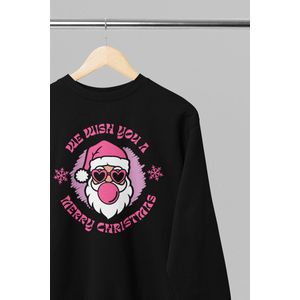 Foute kersttrui - We wish you a merry christmas - Wurban Wear | 18+ | Grappige sweater | Leuk cadeau | Unisex sweater | Oversized sweater | Kersttrui heren | Foute kerstkleding | Kerst sweater | Kersttrui dames | Foute kersttruiendag 2025 | Zwart