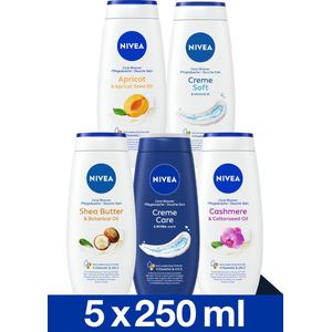 NIVEA Douchecrème Mix Set - 5 Unieke NIVEA Geuren - Body Wash - 5 x 250 ml - Mixpack Voordeelverpakking