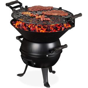 Houtskool barbecue gietijzer en staal hoogte verstelbaar draagbaar bbq compact rooster Ø 35 cm zwart met 1 populaire zoekwoord. Barbecue