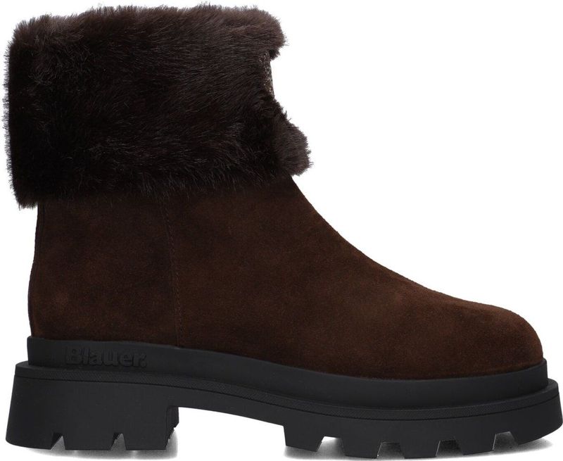 Blauer - Enkellaarsjes - Donkerbruin - Leer - Blokhak