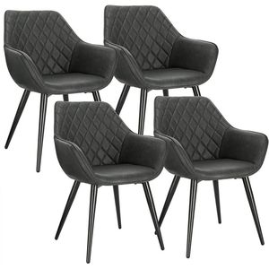 Rootz Set van 4 gestoffeerde eetkamerstoelen - Fauteuils - Kunstleren stoelen - Comfortabel en ergonomisch - Duurzaam en robuust - Veelzijdig en stijlvol - 41 cm x 45 cm zitting, 84 cm hoogte