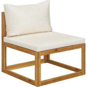 vidaXL 2-delig Bankstel met Cr�èmewitte Kussens Houten Bank - Lounge Set - Tuinset - Acacia Bank - Hoekbank