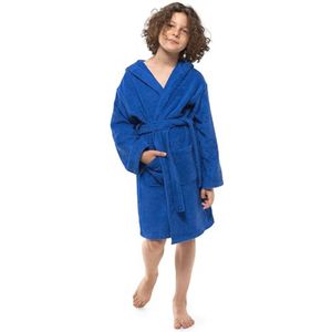 Tienerbadjas met Capuchon - 100% OekoTex Katoen - Ultrazacht en Absorberend - Voor Meisjes en Jongens 9-10 Jaar - Marineblauw