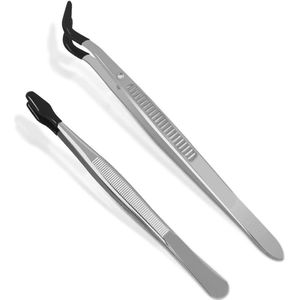 Allecto Plus - Rubberen Pincet Set voor Postzegels Munten Sieraden - Roestvrij Staal met Siliconen Tips