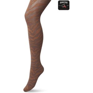 Bonnie Doon Dames Panty met Zebra Print 100 Denier maat L/XL Bruin - Uitstekend Draagcomfort - Zebraprint - Dierenprint - Gladde Naden - Perfecte Pasvorm - Sudan Brown - BP211902.367