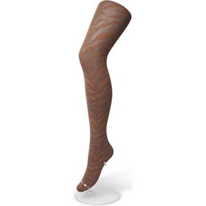 Bonnie Doon Dames Panty met Zebra Print 100 Denier maat L/XL Bruin - Uitstekend Draagcomfort - Zebraprint - Dierenprint - Gladde Naden - Perfecte Pasvorm - Sudan Brown - BP211902.367