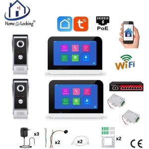 Smart WIFI deur intercom 2 videodeurbellen en 2 touchscreens. T-2301V-2-2