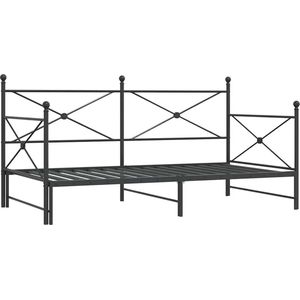 vidaXL - Slaapbank - onderschuifbed - zonder - matras - 100x190 - cm - staal - zwart