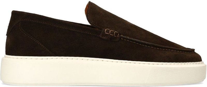 Manfield - Loafers - Bruin - Suède - Witte Platformzool 3 cm