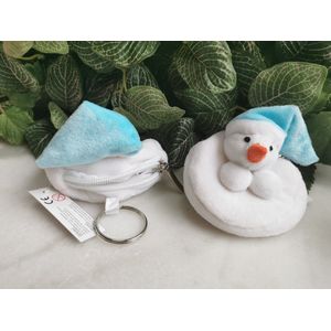 Set van 2 geldbeugels sneeuwpop voor aan de boom of op de feesttafel om een cent te geven als geschenk