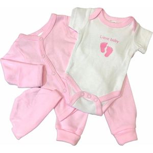 Soft Touch Babykleding Set Lieve Baby Roze 4-delig Mt 50/56