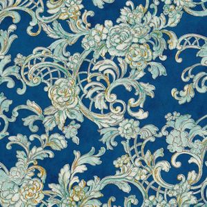 Vintage Bloemen behang blauw 34077-1