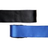 Satijn sierlint pakket - zwart/blauw - 2,5 cm x 25 meter - Hobby/decoratie/knutselen - 2x rollen